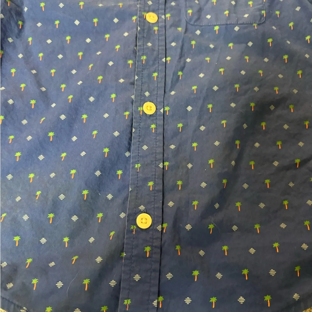 The Children's Place Blue Short-Sleeve Palm Print Button-Down Shirt Size 5T